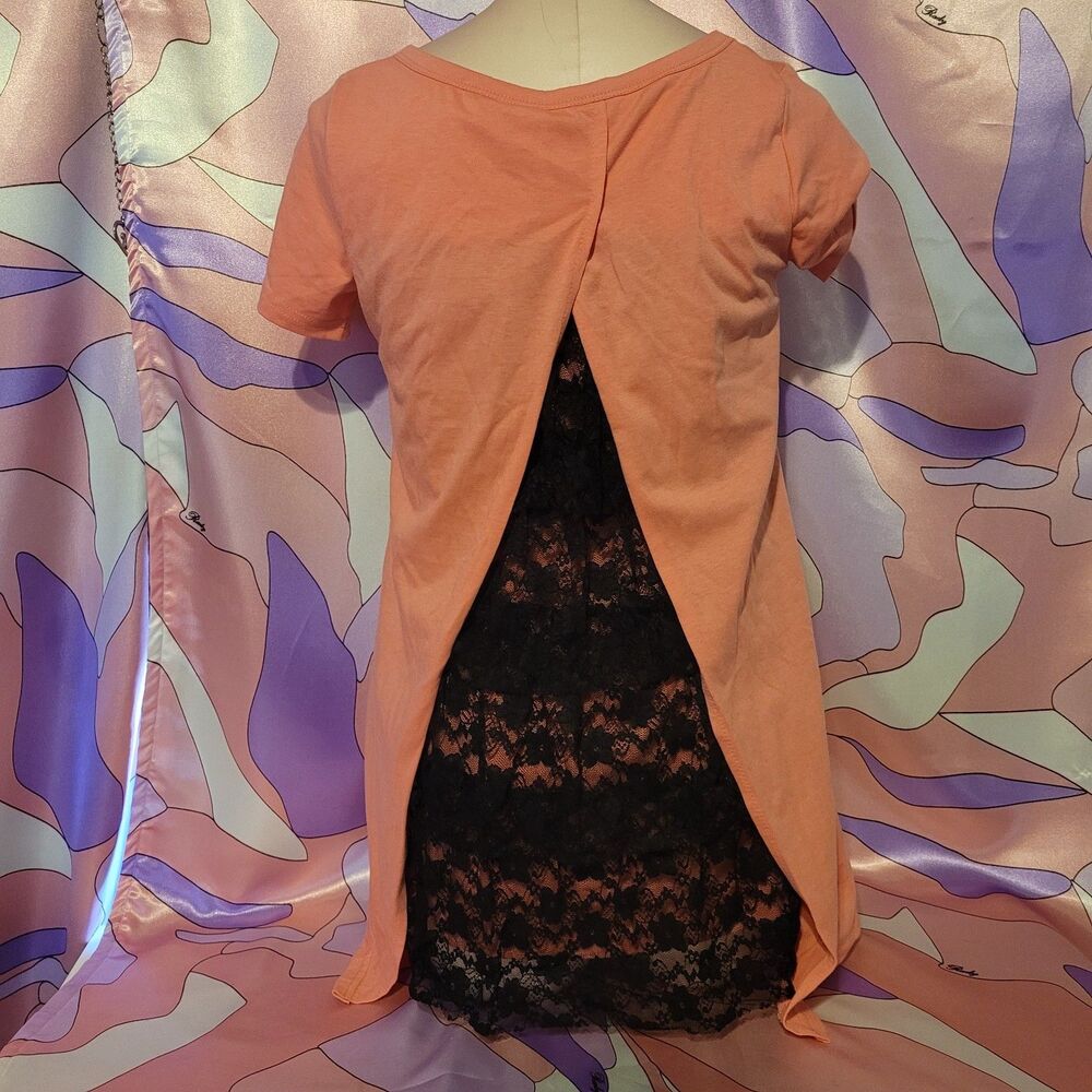 Unique Gyaru Top Size Small Pink Tee Shirt Lace Ruffle Ma*rs Sugar Gloss Style - Picture 5 of 16